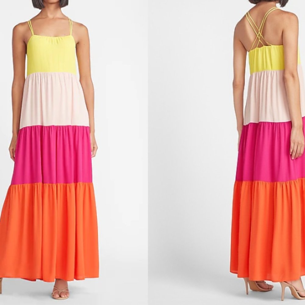 Color Block Maxi Summer Dress